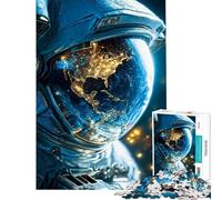 Puzzle da 1000 pezzi per ragazzi casco da astronauta che riflette la Terra Divertimento a casa gioco di assemblaggio impossibile per ragazzi dai 14 anni in su (38x26cm)