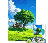 Puzzle da 1000 pezzi per ragazzi Casetta idilliaca in campagna con grande albero Divertimento a casa gioco pratico e stimolante per ragazzi dai 14 anni in su (50x75cm)