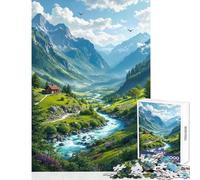 Puzzle da 1000 pezzi per ragazzi: Casetta in montagna in riva al fiume gioco rompicapo per vacanze a casa giocattolo educativo per ammazzare il tempo e rafforzare l'amore tra le coppie (50x75cm)