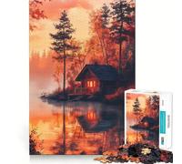 Puzzle da 1000 pezzi per ragazzi "Casetta sul lago" con intagli precisi,gioco divertente per allenare la concentrazione e per i momenti di relax,regalo di Natale (50x75cm)