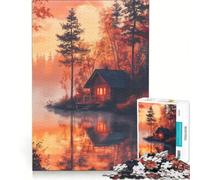 Puzzle da 1000 pezzi per ragazzi, Casetta sul lago, gioco rilassante, antistress, compleanno e Natale, 38x26cm