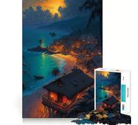 Puzzle da 1000 pezzi per ragazzi,casetta sulla spiaggia,decorazione con ritagli precisi,gioco per esercitare la mente,gioco di pace,divertimento,regalo di Natale (50x75cm)