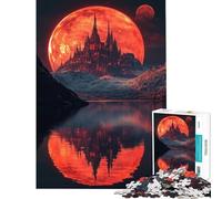 Puzzle da 1000 pezzi per ragazzi Castello della Luna Rossa sfida educativa giochi rilassanti per le vacanze a casa per ragazzi dai 14 anni in su (38x52cm)