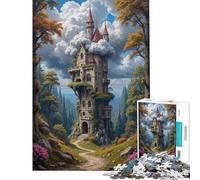Puzzle da 1000 pezzi per ragazzi Castello fantastico nella foresta con nuvole Puzzle per adulti gioco pratico taglio di precisione divertente attività da fare a casa (dimensioni 38x26cm)