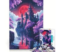 Puzzle da 1000 pezzi per ragazzi: Castello giapponese sotto la luna di sangue, gioco impossibile, allena la mente e la mano, regalo di compleanno, regalo 38x52cm