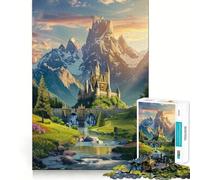 Puzzle da 1000 pezzi per ragazzi Castello in montagna fantasy,Taglio netto,Gioco cognitivo divertente,Gioco per il tempo libero,Decorazione natalizia per la casa (50x75cm)