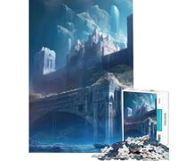 Puzzle da 1000 pezzi per ragazzi Castello Mitologia Cascata Aiuta ad allenare la mente Sfida impegnativa Gioco rilassante per ragazzi dai 14 anni in su (50x75cm)