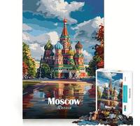 Puzzle da 1000 pezzi per ragazzi, Cattedrale di San Basilio, Mosca, gioco di incastro preciso, sfida mentale, giocattolo divertente e rilassante, scena natalizia (38x52cm)