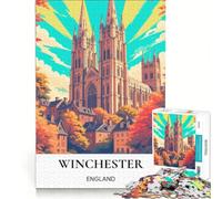 Puzzle da 1000 pezzi per ragazzi, Cattedrale di Winchester in autunno, gioco fai-da-te, rilassante e stimolante per la mente, adatto come decorazione da scrivania 38x26cm