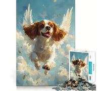Puzzle da 1000 pezzi per ragazzi Cavalier King Charles Spaniel con ali d'angelo Design finemente intagliato Gioco di concentrazione Regalo Tempo libero Gioco di pace Regalo di Natale (38x26cm)