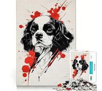 Puzzle da 1000 pezzi per ragazzi Cavalier King Charles Spaniel,taglio di alta qualità,divertente,concentrazione,gioco,facile da giocare,decorazione artistica natalizia (38x52cm)