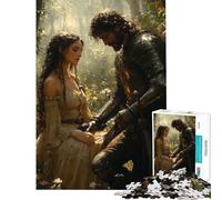 Puzzle da 1000 pezzi per ragazzi cavaliere e dama nella foresta Attività divertenti da fare a casa Gioco educativo di assemblaggio per ragazzi dai 14 anni in su Dimensioni 38x26cm