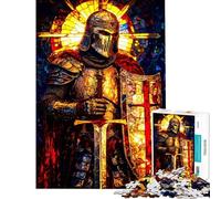 Puzzle da 1000 pezzi per ragazzi cavaliere in armatura scintillante con spada Puzzle per adulti gioco pratico taglio di precisione divertente attività da fare a casa (dimensioni 38x26cm)