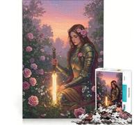 Puzzle da 1000 pezzi per ragazzi: Cavaliere in un roseto gioco divertente allena la mente e la mano sfida unica 38x26cm