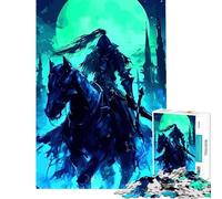 Puzzle da 1000 pezzi per ragazzi Cavaliere Oscuro a cavallo sotto la luna giocattolo educativo gioco per famiglie divertimento in famiglia ottimo regalo (dimensioni 50x75cm)