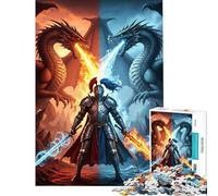 Puzzle da 1000 pezzi per ragazzi: Cavaliere tra fuoco e ghiaccio draghi gioco per ragazzi decorazione murale difficile e stimolante (dimensioni 50x75cm)
