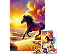 Puzzle da 1000 pezzi per ragazzi: Cavallo che corre al tramonto nel deserto Difficile e stimolante Un'opera d'arte Gioco divertente adatto a persone dai 14 anni in su (50x75cm)