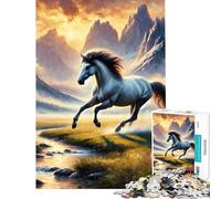 Puzzle da 1000 pezzi per ragazzi cavallo che corre tra le montagne Puzzle da 1000 pezzi giocattolo fai da te antistress regalo per amici e familiari (75x50cm)