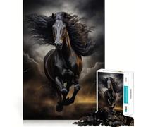 Puzzle da 1000 pezzi per ragazzi,cavallo nero al galoppo,disegno preciso,gioco per allenare la mente,momento di relax,divertimento per il compleanno 50x75cm