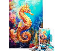 Puzzle da 1000 pezzi per ragazzi cavalluccio marino nella barriera corallina Puzzle per ragazzi che migliora la memoria aiuta ad allenare il cervello gioco educativo per tutta la famiglia 38x26cm