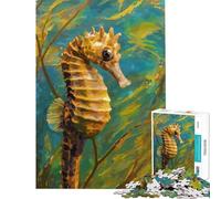 Puzzle da 1000 pezzi per ragazzi cavalluccio marino tra le alghe gioco rilassante giocattolo avvincente per coltivare la pazienza ottimo regalo per gli amanti del gioco taglio di precisione (38x26cm)