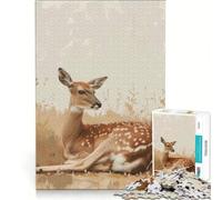 Puzzle da 1000 pezzi per ragazzi, cerbiatto in un campo dorato, gioco divertente, stimolante da completare, ideale come regalo per tutta la famiglia 38x26cm