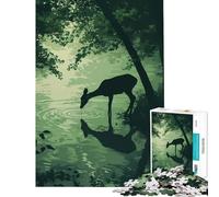Puzzle da 1000 pezzi per ragazzi cervi che bevono al lago Giocattoli educativi divertenti per tutta la famiglia Ottimo regalo e giocattolo (dimensioni 38x26cm)