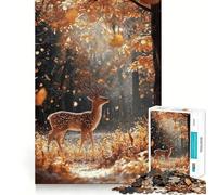 Puzzle da 1000 pezzi per ragazzi,cervo autunnale nella foresta,disegno dai bordi precisi,giocattolo per l'allenamento cerebrale,gioco rilassante,decorazione natalizia (38x26cm)