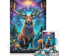 Puzzle da 1000 pezzi per ragazzi "Cervo coronato dell'universo", gioco pratico, di analisi e logica, adatto come decorazione da scrivania 50x75cm