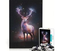 Puzzle da 1000 pezzi per ragazzi: Cervo cosmico nella notte stellata, gioco divertente, allena la mente e la mano, migliora l'amore tra le coppie 38x52cm