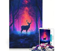 Puzzle da 1000 pezzi per ragazzi: Cervo nella foresta mistica, giochi educativi, attività divertenti da fare a casa, collezione d'artista, belle arti 50x75cm
