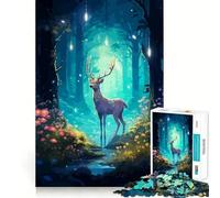 Puzzle da 1000 pezzi per ragazzi,cervo nella foresta,pixel art,design finemente tagliato,gioco di logica,regalo,divertimento rilassante,compleanno,divertimento (50x75cm)