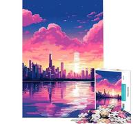 Puzzle da 1000 pezzi per ragazzi Chicago Sunset Pixel Art gioco interattivo educativo regalo per il Secret Santa ideale per passare il tempo durante le vacanze (dimensioni 75x50cm)