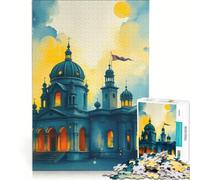 Puzzle da 1000 pezzi per ragazzi chiesa ad acquerello al tramonto gioco divertente e stimolante da completare ideale come regalo per tutta la famiglia 50x75cm