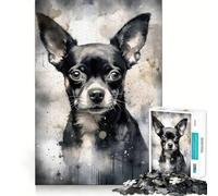 Puzzle da 1000 pezzi per ragazzi Chihuahua Tiny And Mighty,taglio preciso,divertente gioco di logica,gioco tranquillo,regalo di Natale (38x26cm)