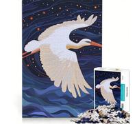 Puzzle da 1000 pezzi per ragazzi: Cicogna bianca che plana in un cielo notturno stellato gioco educativo sfida impegnativa regalo di compleanno e unico 50x75cm