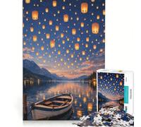 Puzzle da 1000 pezzi per ragazzi cielo con lanterne gioco impossibile interazione genitore-figlio regalo di Natale o compleanno 38x26cm