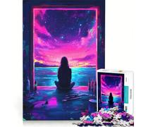 Puzzle da 1000 pezzi per ragazzi cielo notturno visto dalla finestra gioco educativo taglio di precisione ottimo regalo per gli appassionati di videogiochi 38x52cm