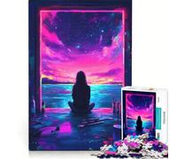 Puzzle da 1000 pezzi per ragazzi cielo notturno visto dalla finestra gioco educativo taglio di precisione ottimo regalo per gli appassionati di videogiochi 38x26cm