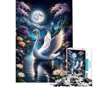 Puzzle da 1000 pezzi per ragazzi Cigno nel lago magico sotto la luna piena Divertimento a casa attività per tutta la famiglia che migliora la memoria adatto a partire dai 14 anni 38x52cm