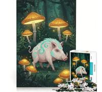 Puzzle da 1000 pezzi per ragazzi: Cinghiale nella foresta incantata dei funghi, gioco educativo, allena la mente e la mano, regalo per amici e familiari 38x52cm