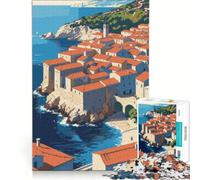 Puzzle da 1000 pezzi per ragazzi, città costiera con tetti rossi, gioco impossibile, difficile e stimolante, compleanno e Natale 50x75cm