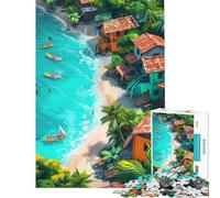 Puzzle da 1000 pezzi per ragazzi città costiera mare caraibico puzzle per adulti gioco pratico divertente e spiritoso attività divertenti da fare a casa (dimensioni 50x75cm)