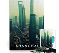 Puzzle da 1000 pezzi per ragazzi, città di Shanghai, taglio netto, artigianato, gioco cognitivo divertente, gioco per il tempo libero, decorazione natalizia per la casa (50x75cm)