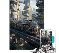 Puzzle da 1000 pezzi per ragazzi città futuristica con treno e vegetazione Sfida educativa ideale per passare il tempo durante le vacanze o come passatempo fai-da-te per ragazzi dai 14 anni in su