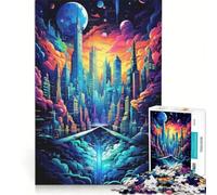 Puzzle da 1000 pezzi per ragazzi, città futuristica nel cielo, gioco pratico, ma anche divertente e spiritoso, regalo di compleanno e originale 38x52cm