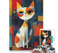 Puzzle da 1000 pezzi per ragazzi, colorato, a tema "Paese dei sogni dei gatti", giocattolo fai-da-te, stimola la memoria, con pezzi a incastro di forma casuale 38x52cm