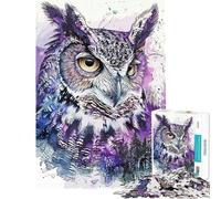 Puzzle da 1000 pezzi per ragazzi colore viola con gufo Puzzle per adulti gioco divertente che migliora la memoria gioco stimolante regalo (dimensioni 50x75cm)