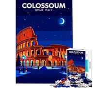 Puzzle da 1000 pezzi per ragazzi Colosseo Roma Italia illustrazione notturna divertente attività da fare a casa regalo di compleanno gioco pratico adatto a partire dai 14 anni (38x52cm)