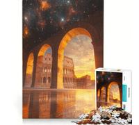 Puzzle da 1000 pezzi per ragazzi, Colosseo sotto le stelle, giochi educativi, assemblaggio di modelli, collezione d'artista, belle arti 38x52cm